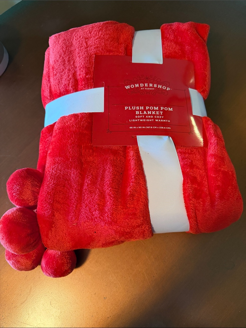 Wondershop Plush Pom Pom Blanket in Bright Red